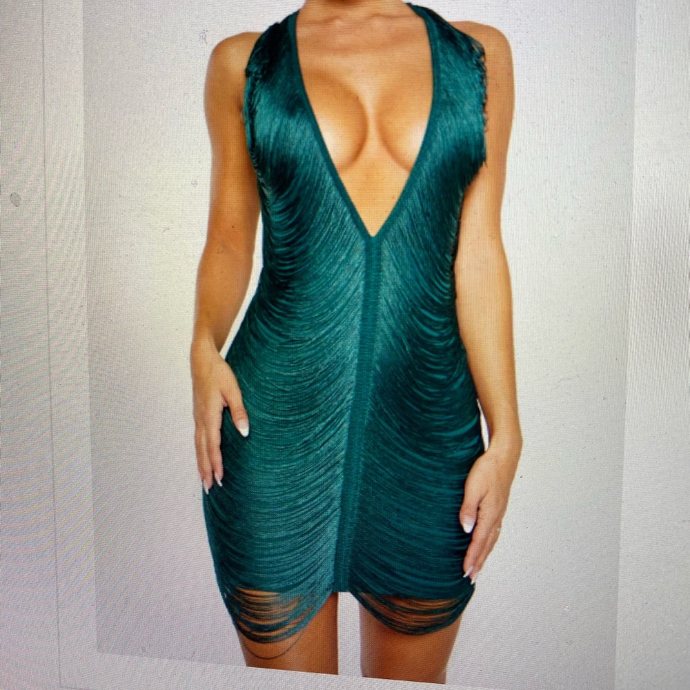 Green Tassel Bodycon Dress